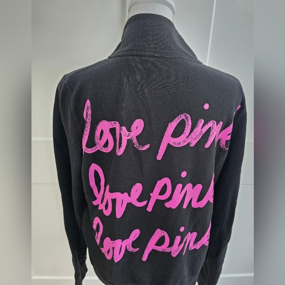 Victoria Secret PINK Black Quarter-Zip Pullover with Pink Logo - Picture 10 of 11